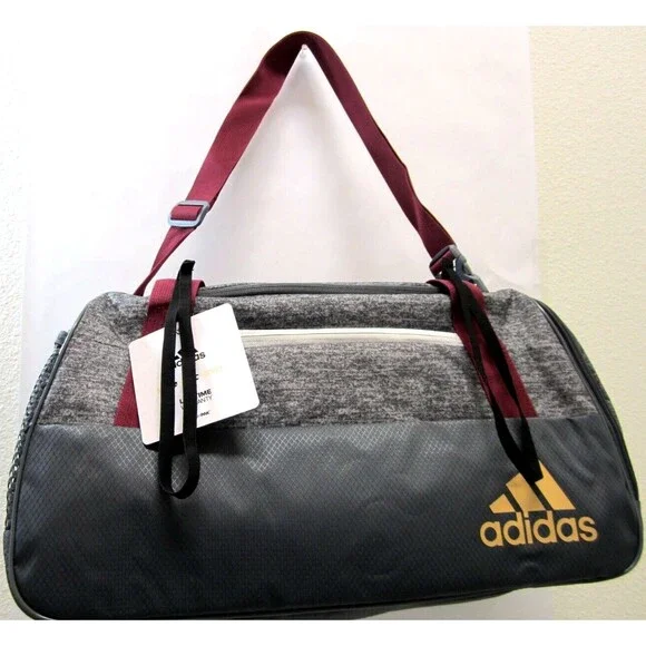 Adidas Squad III Grey Duffel Bag Jersey Onix/Noble MaroonB161 - Brand New!